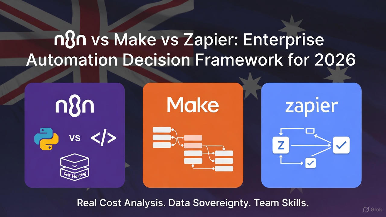 n8n vs Make vs Zapier: Enterprise Automation Decision Framework for 2026 - Enterprise web application development guide by Hrishi Digital Solutions