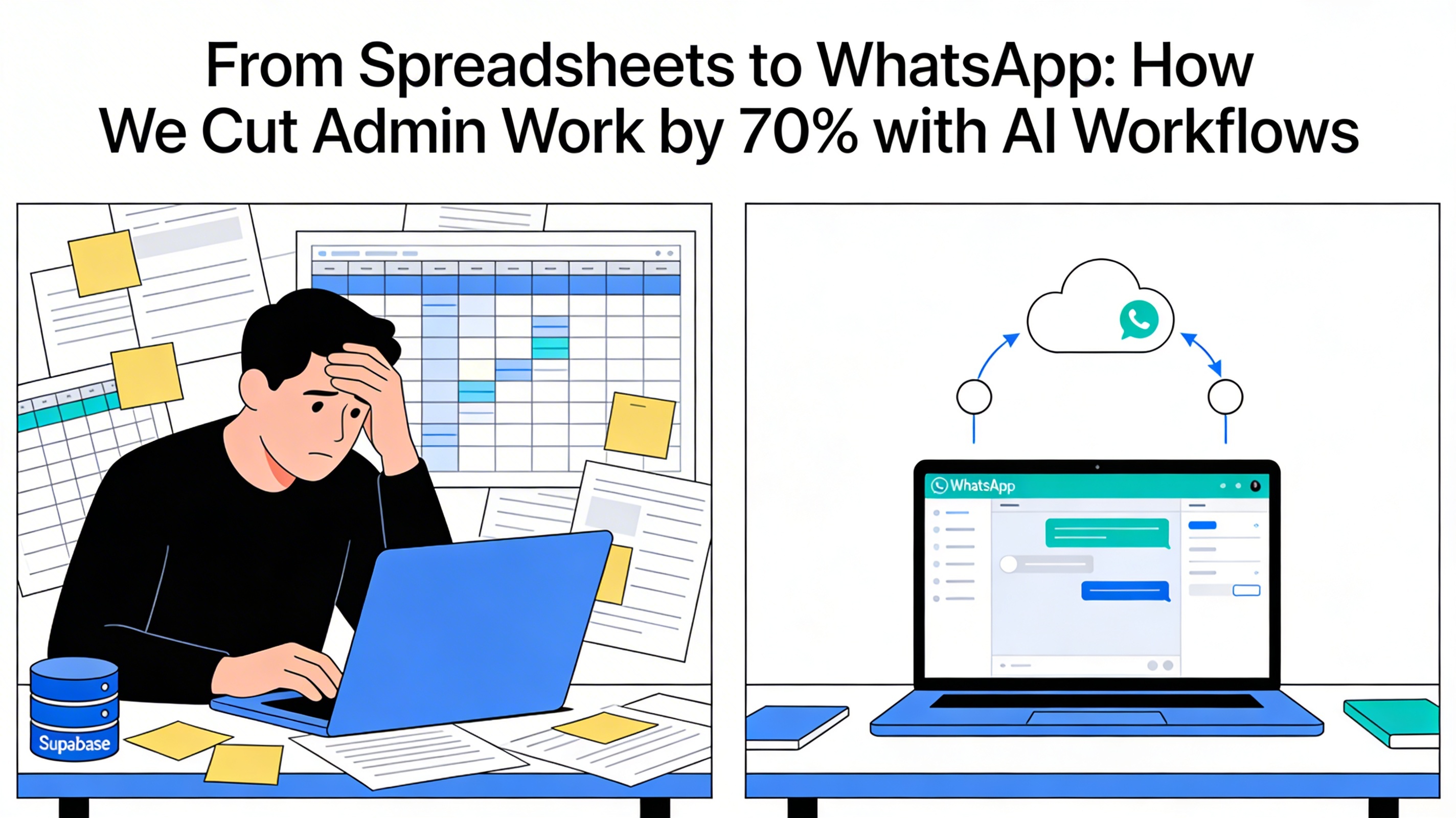 From Spreadsheets to WhatsApp: How We Cut Admin Work by 70% with AI Workflows - Hero Image